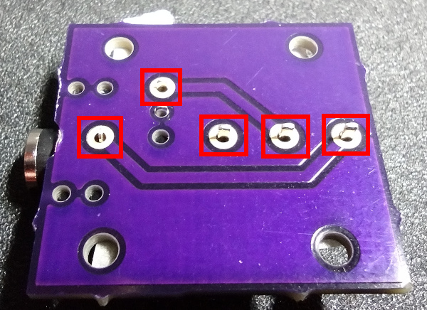 Image of Bottom Side of PCB with Solder Joints Highlighted