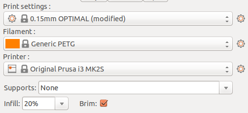 Sample 3D printer settings